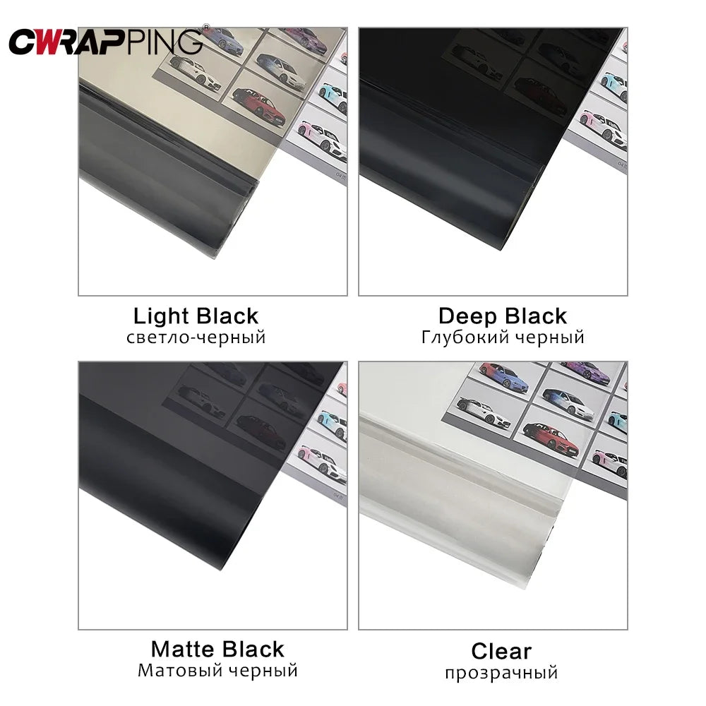 40cm Car Headlight Taillight Smoke Black PVC Tint wrap