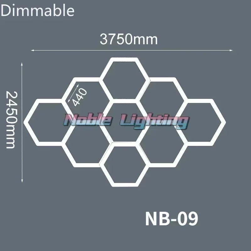 Garage Lamp Dimmable Honeycomb LED Car Detailing Ceiling Light Hexagon Garage Light for Showroom