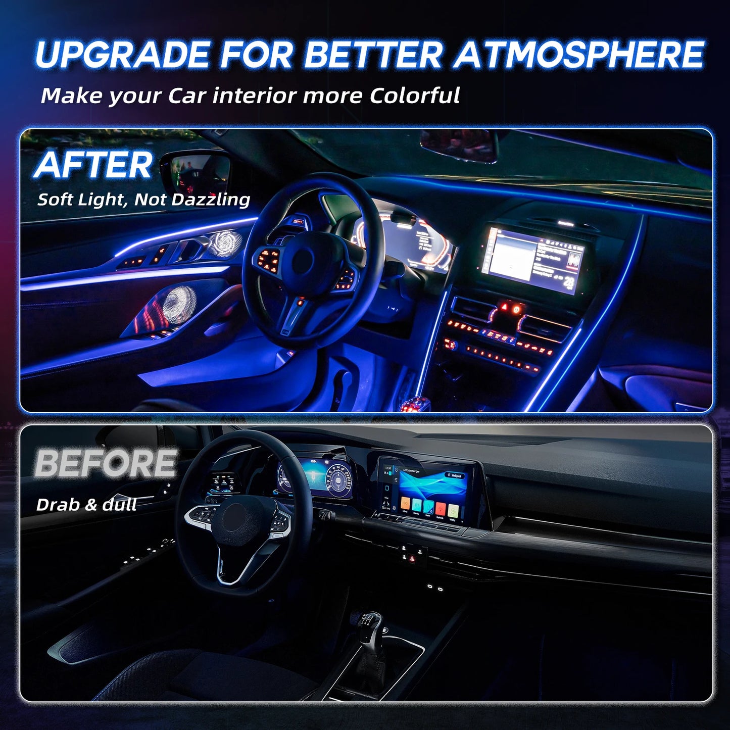 5/6/8 In 1 Car Interior Decorative Lamp Strips RGB LED Car Interior strip