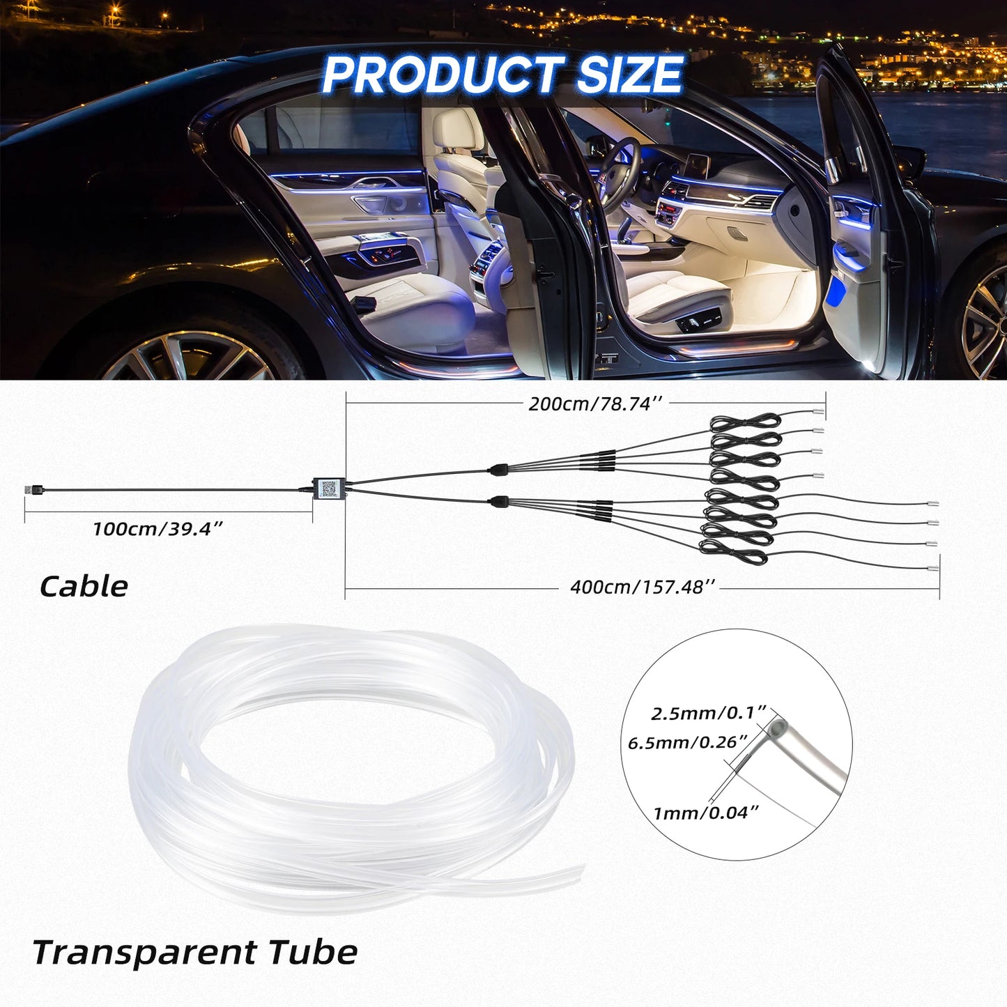 5/6/8 In 1 Car Interior Decorative Lamp Strips RGB LED Car Interior strip