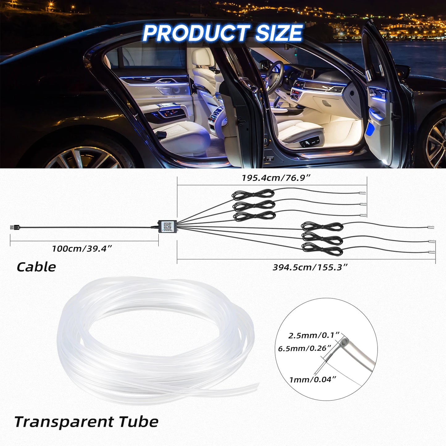 5/6/8 In 1 Car Interior Decorative Lamp Strips RGB LED Car Interior strip