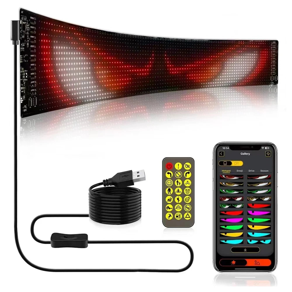 Bluetooth LED Matrix Pixel Panel Display Screen Flexible RGB Car Pattern Text Animation