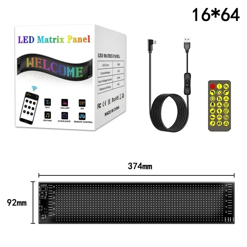 LED Matrix Pixel Panel USB LED Car Sign Bluetooth App Control