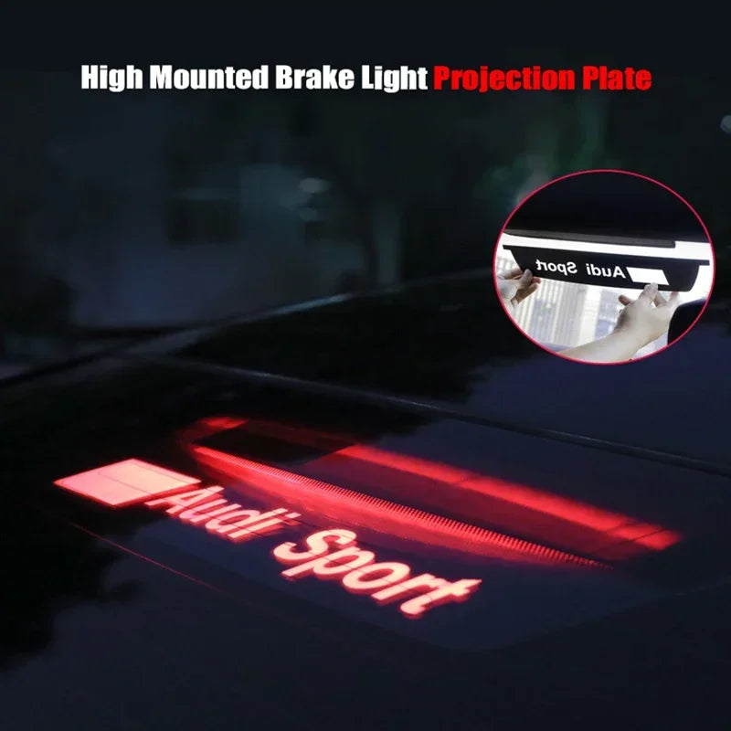 1PC Car Stickers High Mounted Stop Lamp Brake Lights Decals for Audi A3 A4 A6 2023 Sport Sline Quattro Logo Warning Light Strips