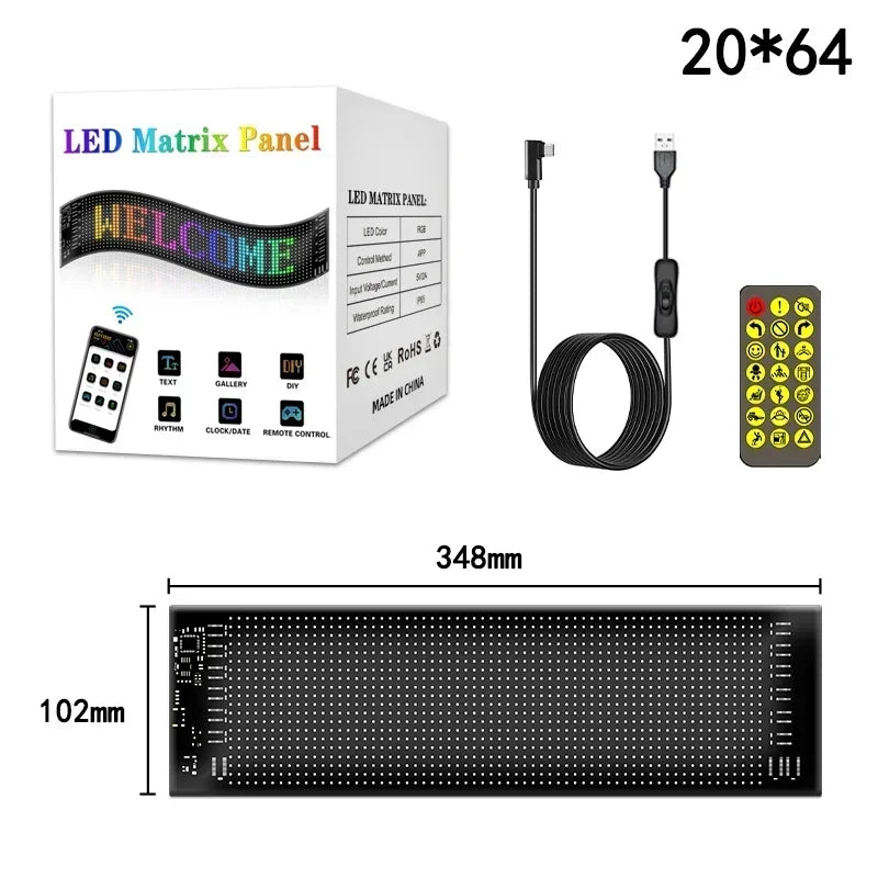 LED Matrix Pixel Panel USB LED Car Sign Bluetooth App Control