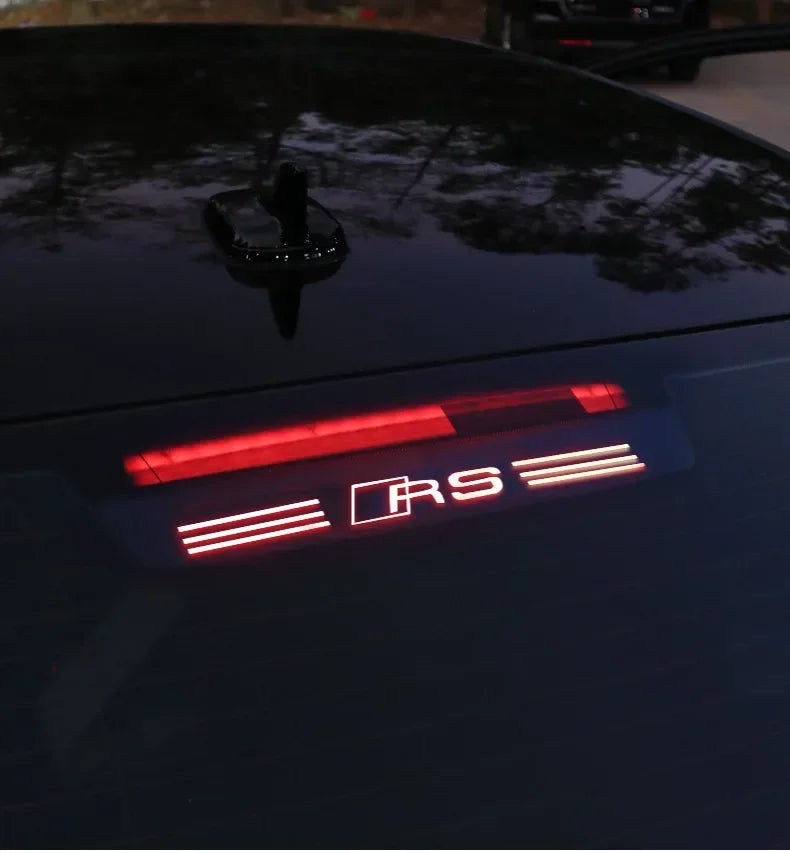 1PC Car Stickers High Mounted Stop Lamp Brake Lights Decals for Audi A3 A4 A6 2023 Sport Sline Quattro Logo Warning Light Strips