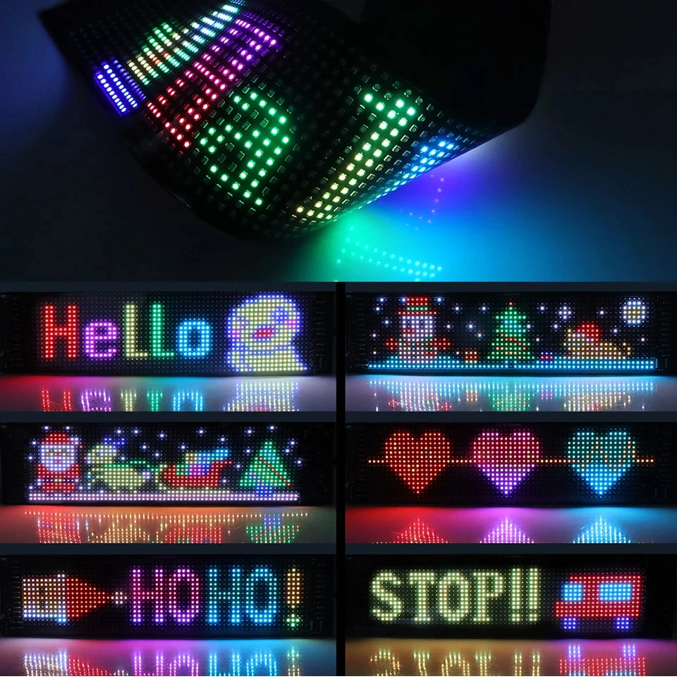 Bluetooth LED Matrix Pixel Panel Display Screen Flexible RGB Car Pattern Text Animation