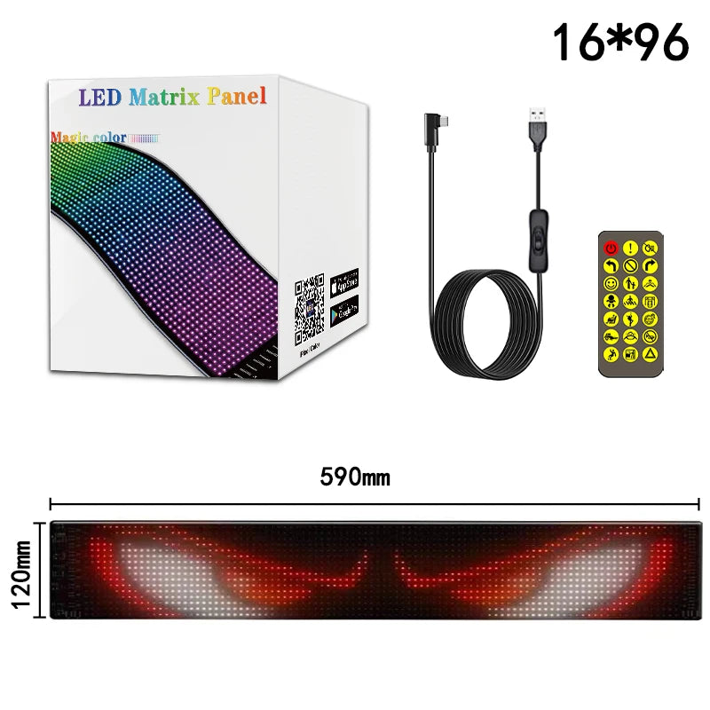 Bluetooth LED Matrix Pixel Panel Display Screen Flexible RGB Car Pattern Text Animation