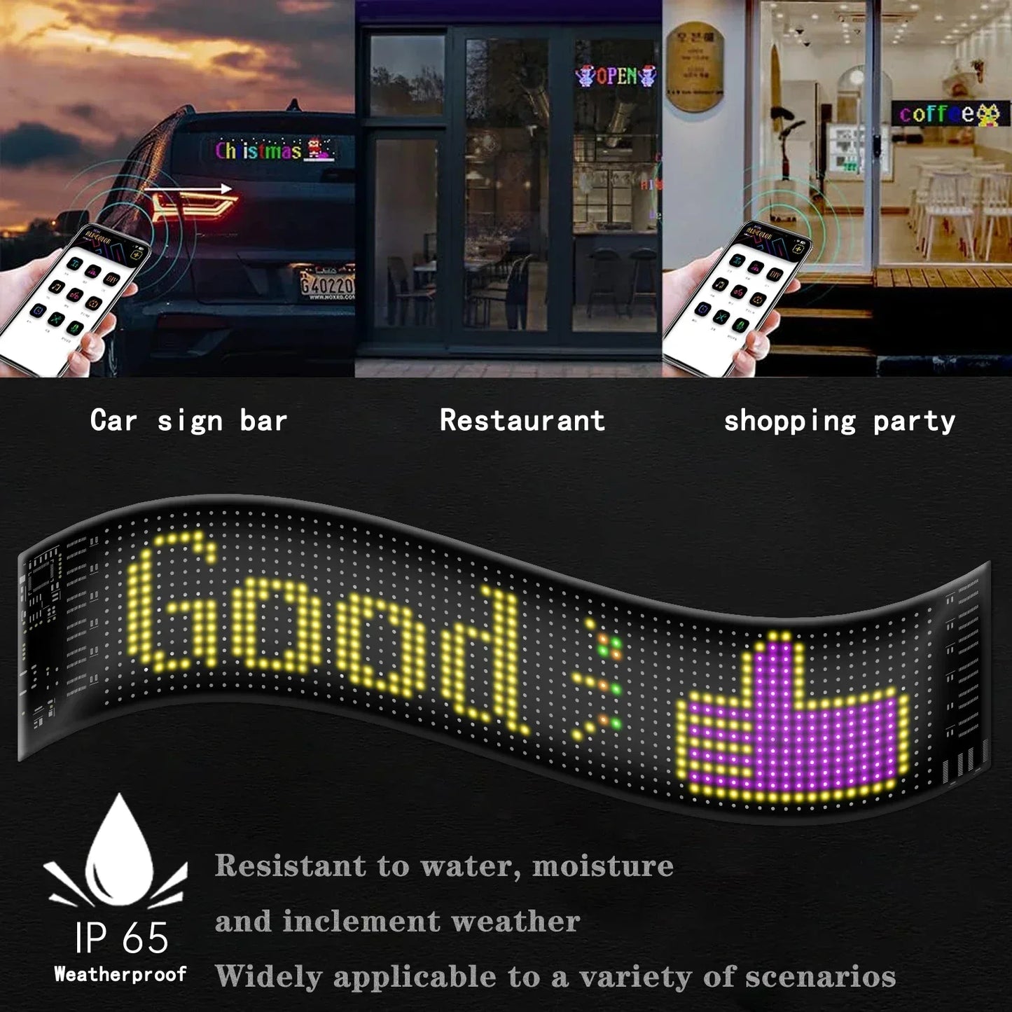 LED Matrix Pixel Panel USB LED Car Sign Bluetooth App Control