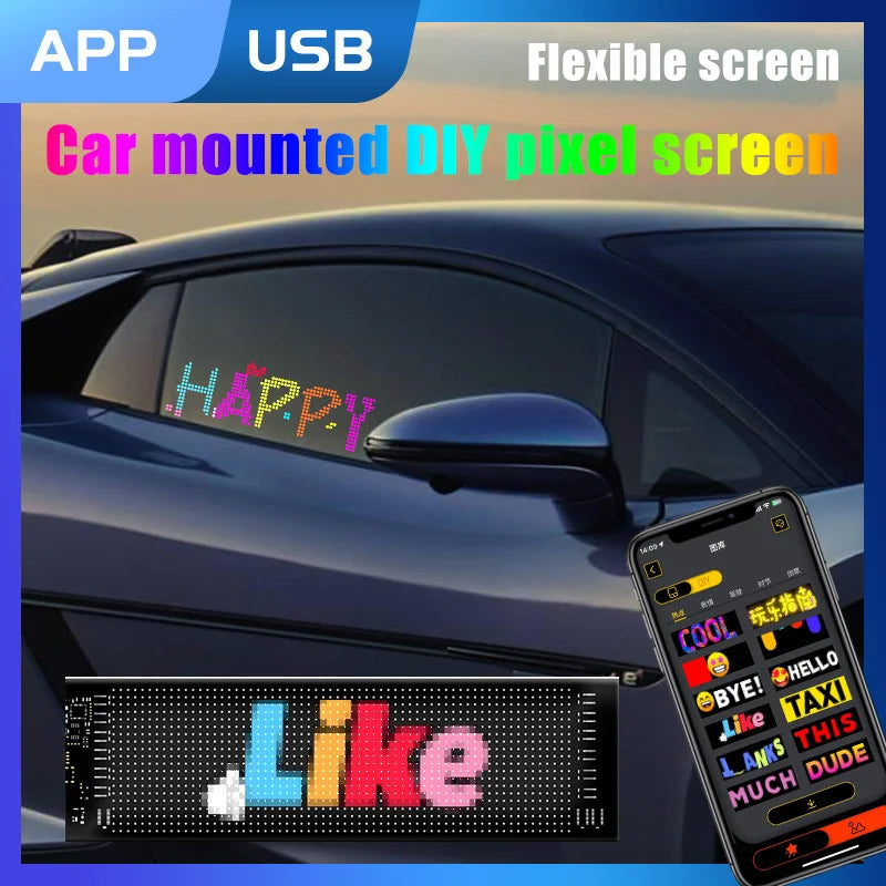 Car mounted DIY pixel screen USB LED car sticker