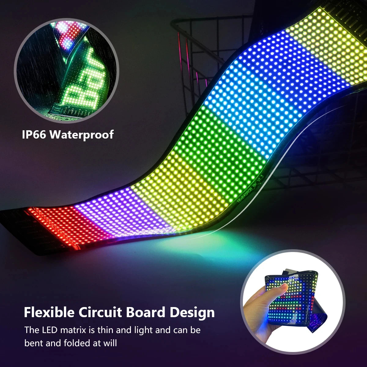 Bluetooth LED Matrix Pixel Panel Display Screen Flexible RGB Car Pattern Text Animation