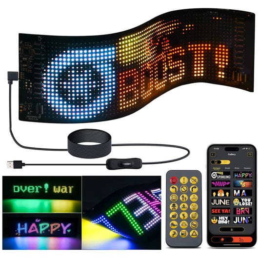 LED Matrix Pixel Panel Bluetooth App Control Flexible USB 5V RGB Pattern Animation Display