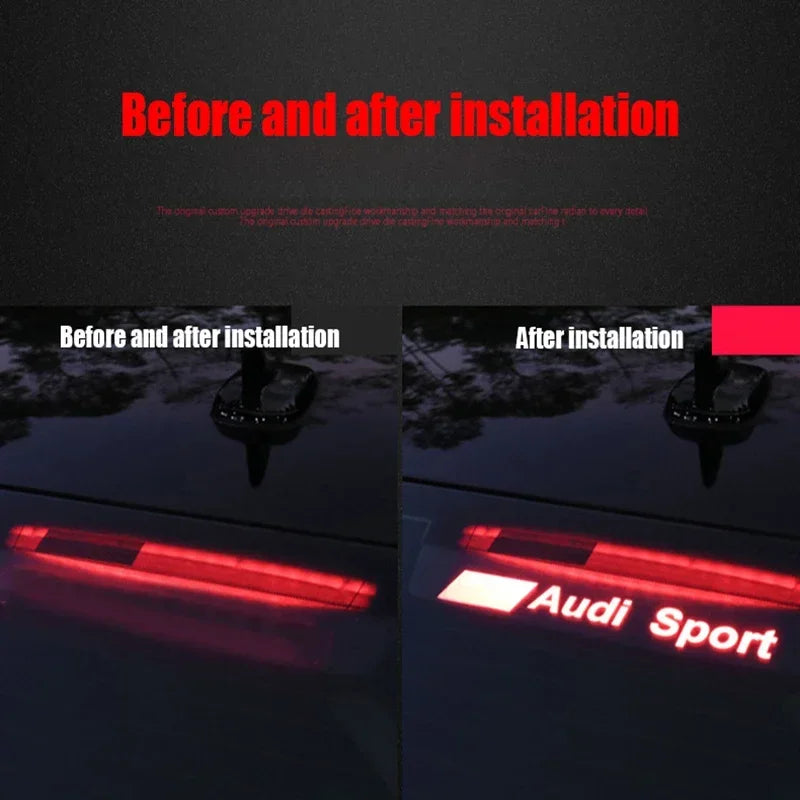 1PC Car Stickers High Mounted Stop Lamp Brake Lights Decals for Audi A3 A4 A6 2023 Sport Sline Quattro Logo Warning Light Strips