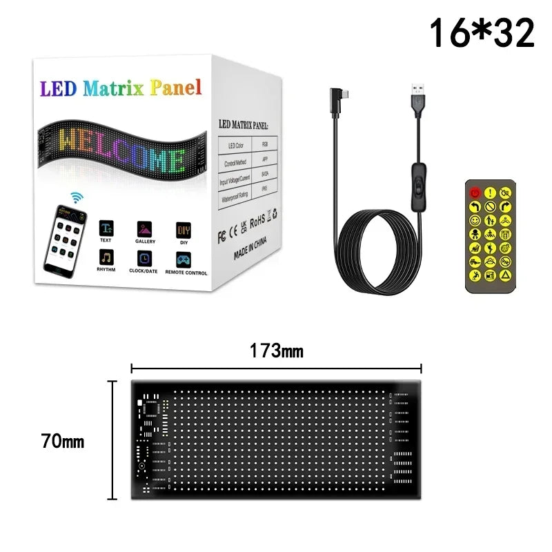 LED Matrix Pixel Panel USB LED Car Sign Bluetooth App Control