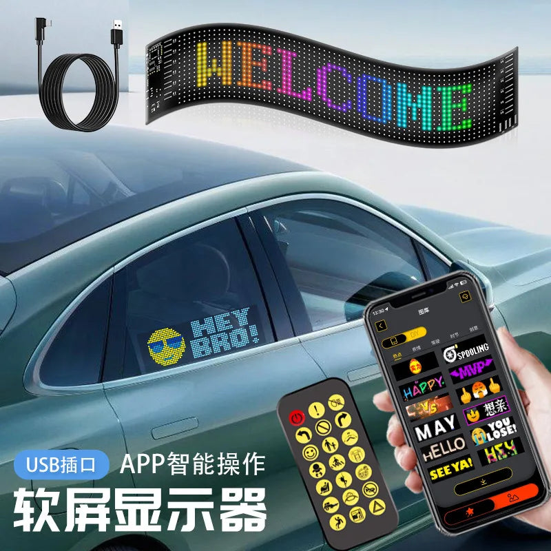 Car mounted DIY pixel screen USB LED car sticker